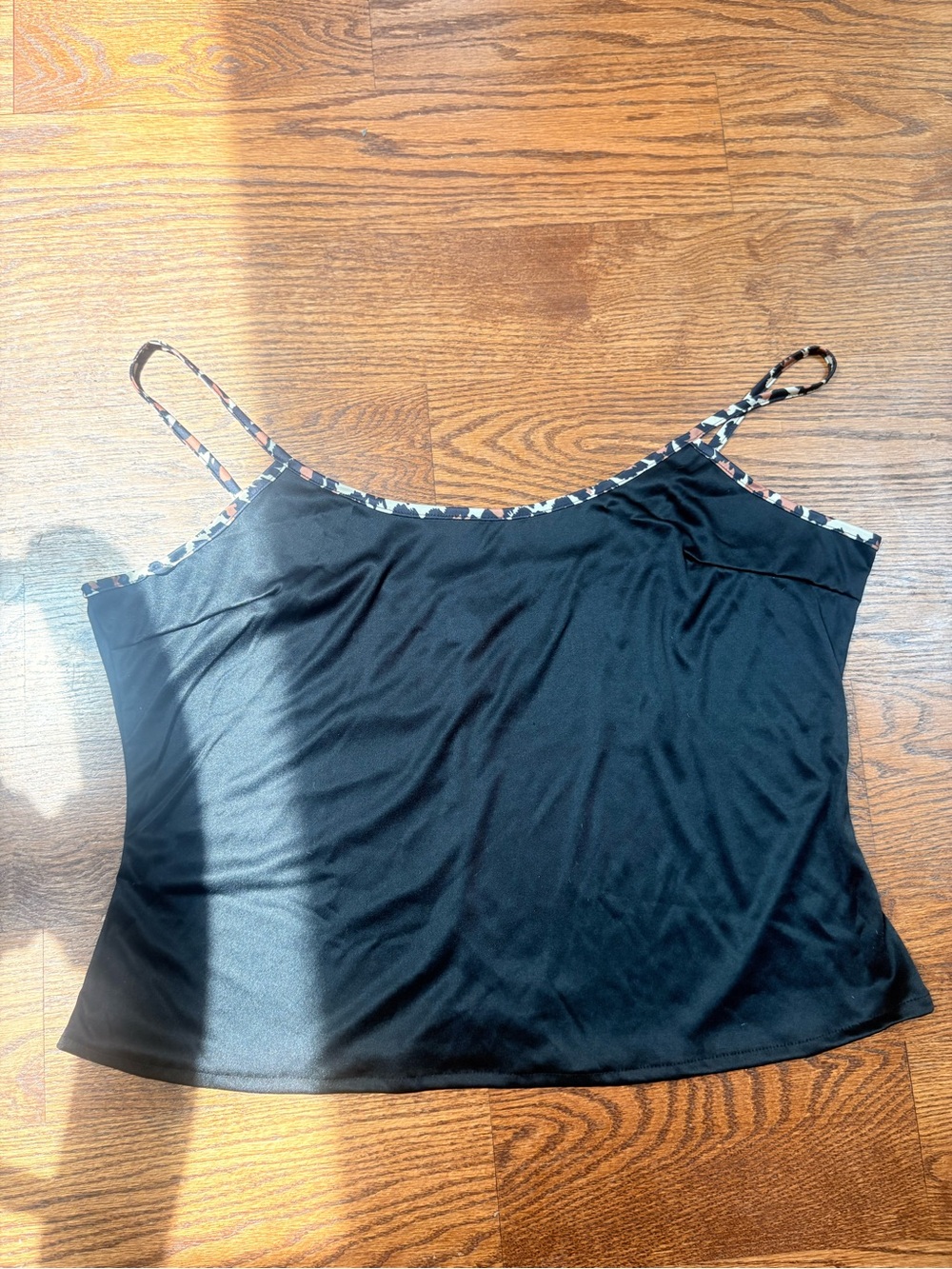 Black Women's Cami Tank Top with Printed Trim Size XXL